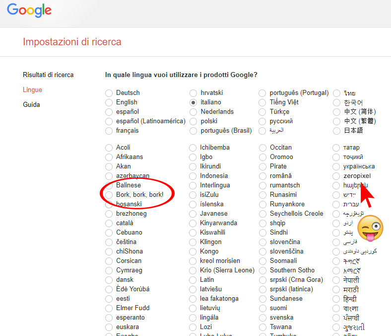 impostazione lingua google